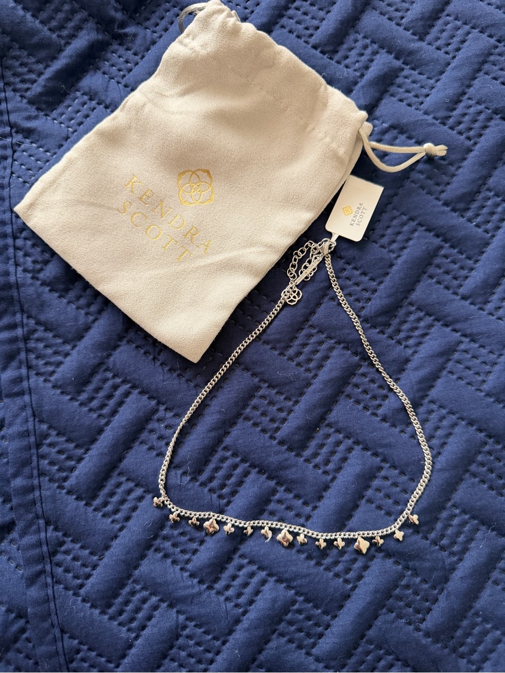Kendra Scott Silver Dainty Charm Necklace with Pouch